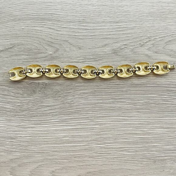 GIVENCHY Vintage Puffed Anchor Mariner Chain Link Gold Plated Bracelet 7” Luxe - Picture 5 of 7